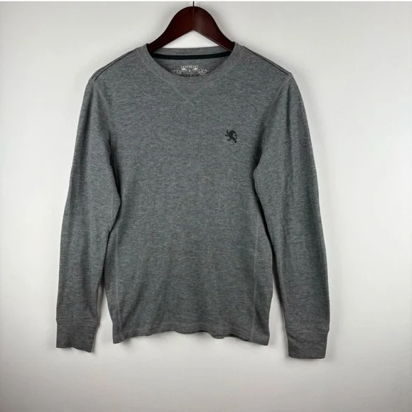 Express Mens 90s Y2K Thermal Long Gray Lion Sleeve Shirt Casual Loungewear Small - Picture 2 of 5